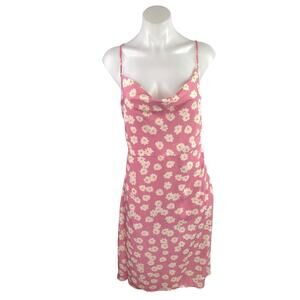 Sugar + Lips Pink Floral Sleeveless Cowl Neck Cami Camisole Midi Tank Dress Sz M